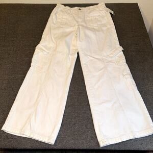 Urban Outfitters BDG Y2K Cargo Pants Women W32 White Pockets Streetwear Wide Leg